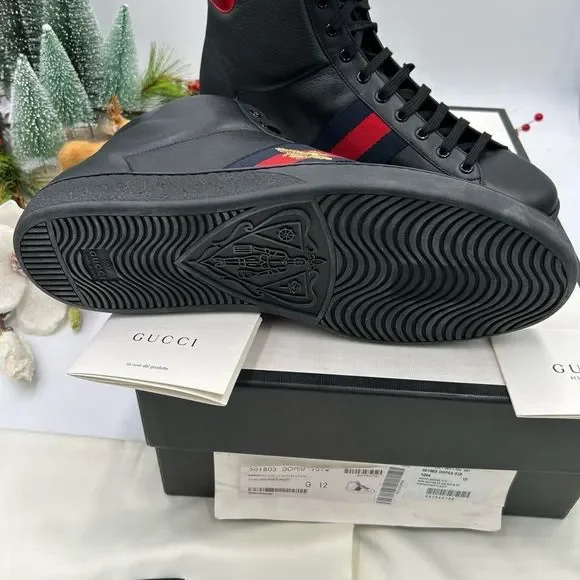 Men’s Gucci ace bee web high top sneakers, size 12, made in Italy - Picture 6 of 10